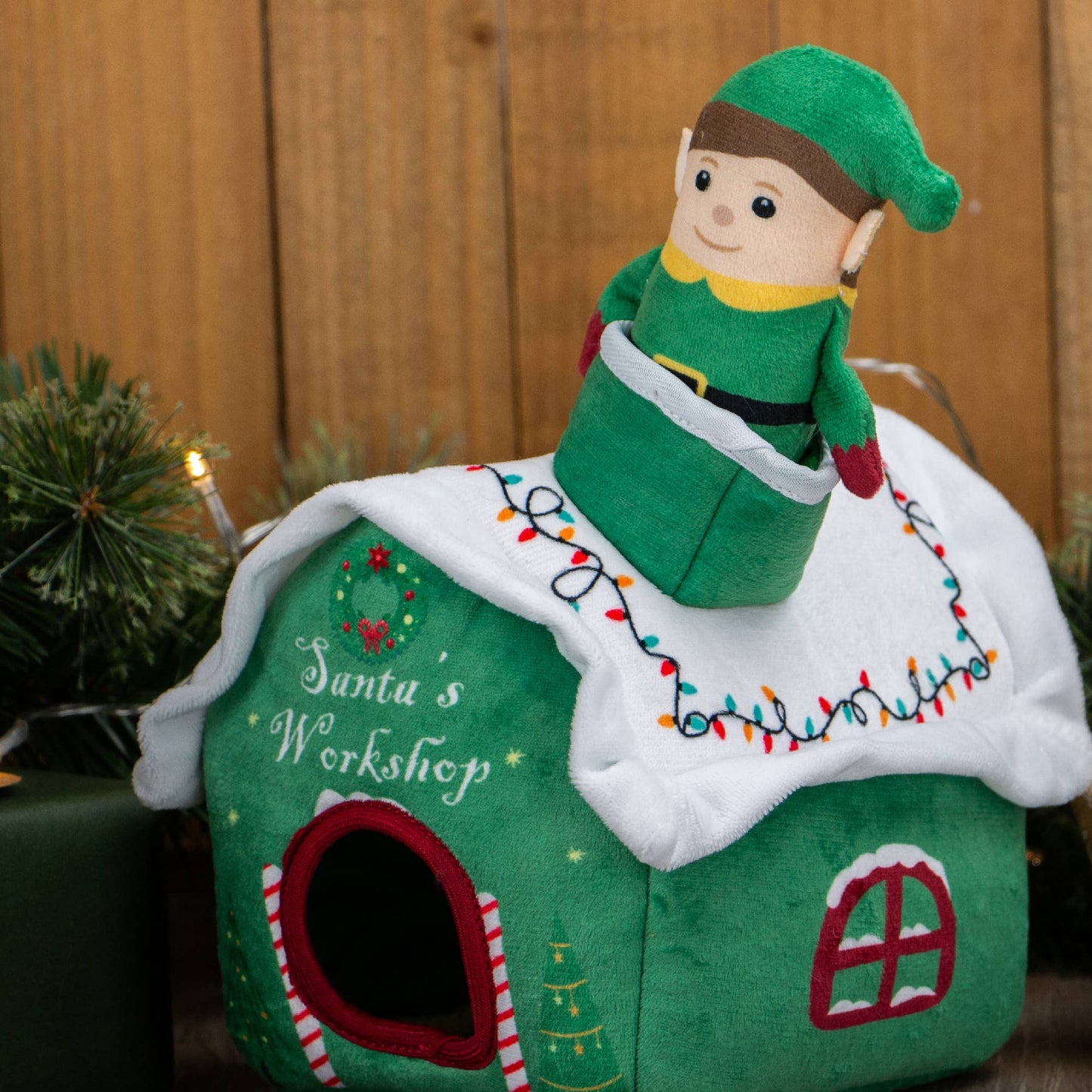 Santas Workshop With Elves Fun Dog Toy