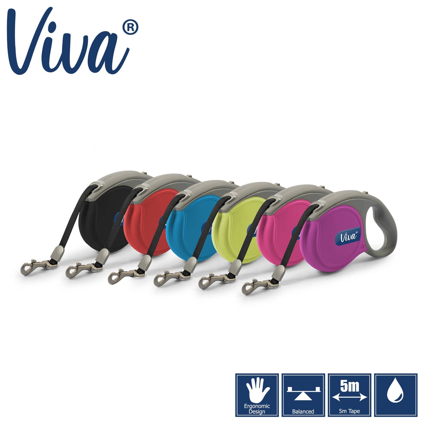 Viva Retractable Lead. SMALL. Up to 20kg.