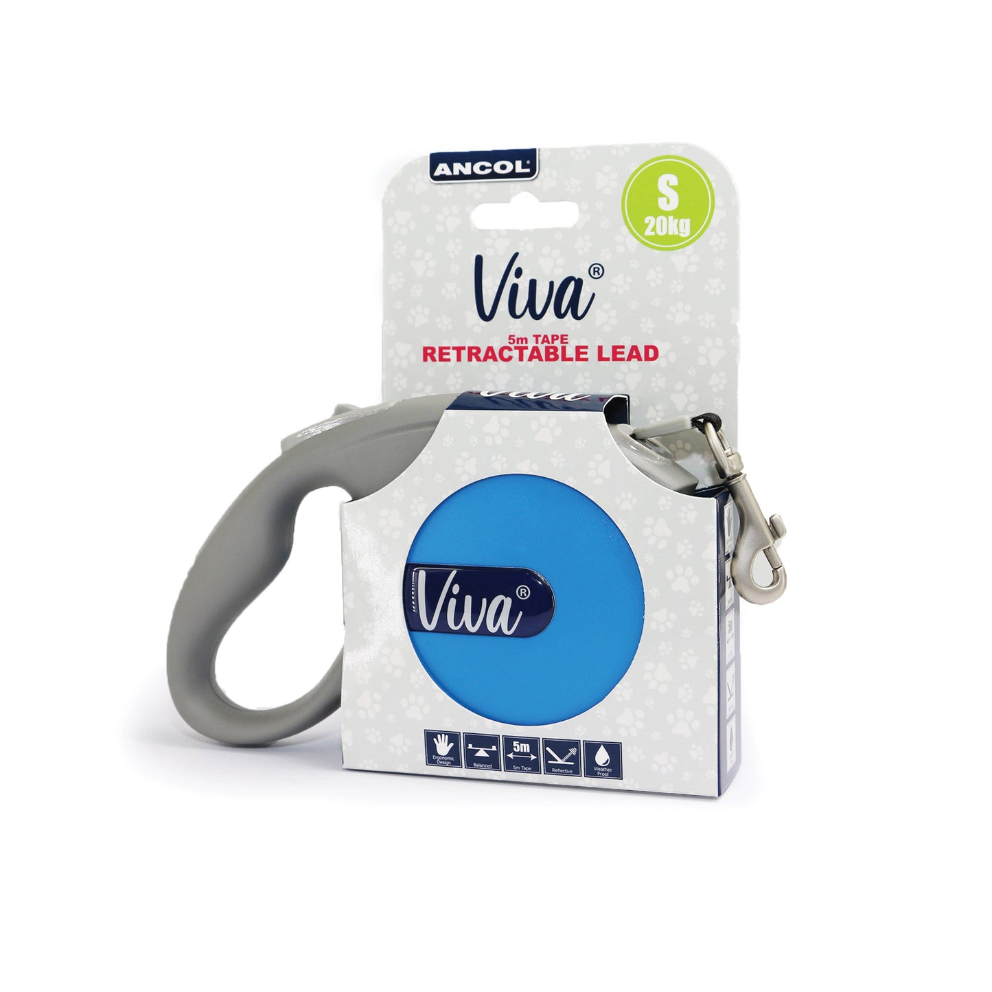 Viva Retractable Lead. SMALL. Up to 20kg.