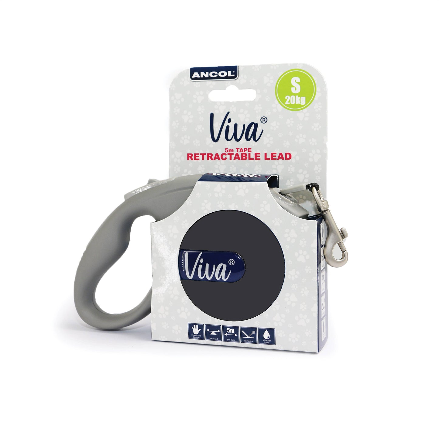 Viva Retractable Lead. SMALL. Up to 20kg.